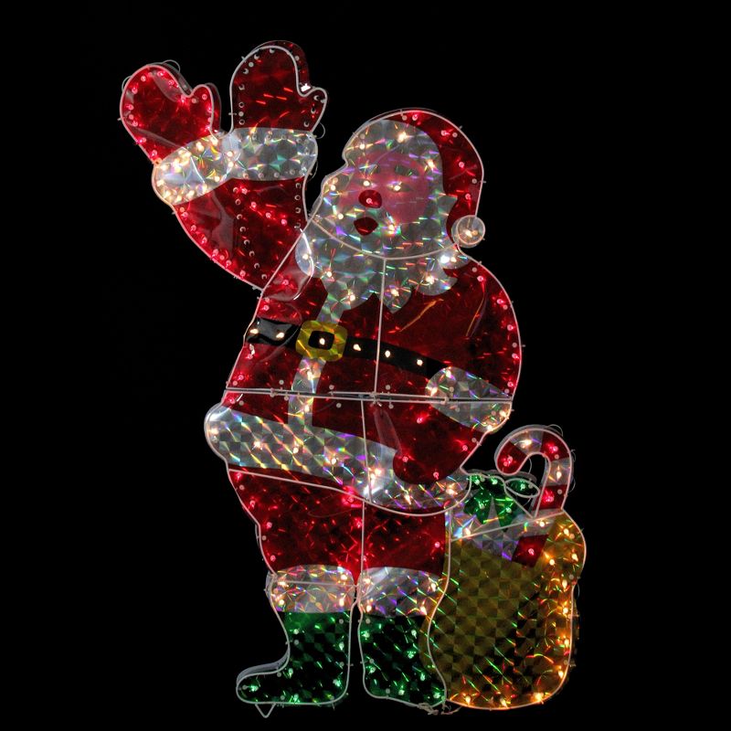 Northlight 48" Holographic Lighted Waving Santa Claus Outdoor Christmas Decoration, 2 of 4