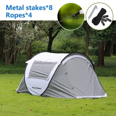Vynxaria 2 Person White and Gray Pop Up Camping Tent