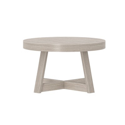 Seashell Wirebrush Round Pine Wood Coffee Table, 30 Inch