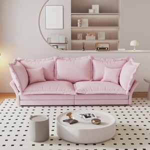 90.55" Modern Sofa Couch, Comfy Upholstered Deep Seat Sofa with Pillows, Convertible  Loveseat for Living Room Bedroom Apartment Office - 1 of 4