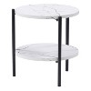 Ayla Marbled Effect Two Tiered End TableWhite - CorLiving: Glam Mid-Century, Fixed Shelf, Metal Frame - 4 of 4
