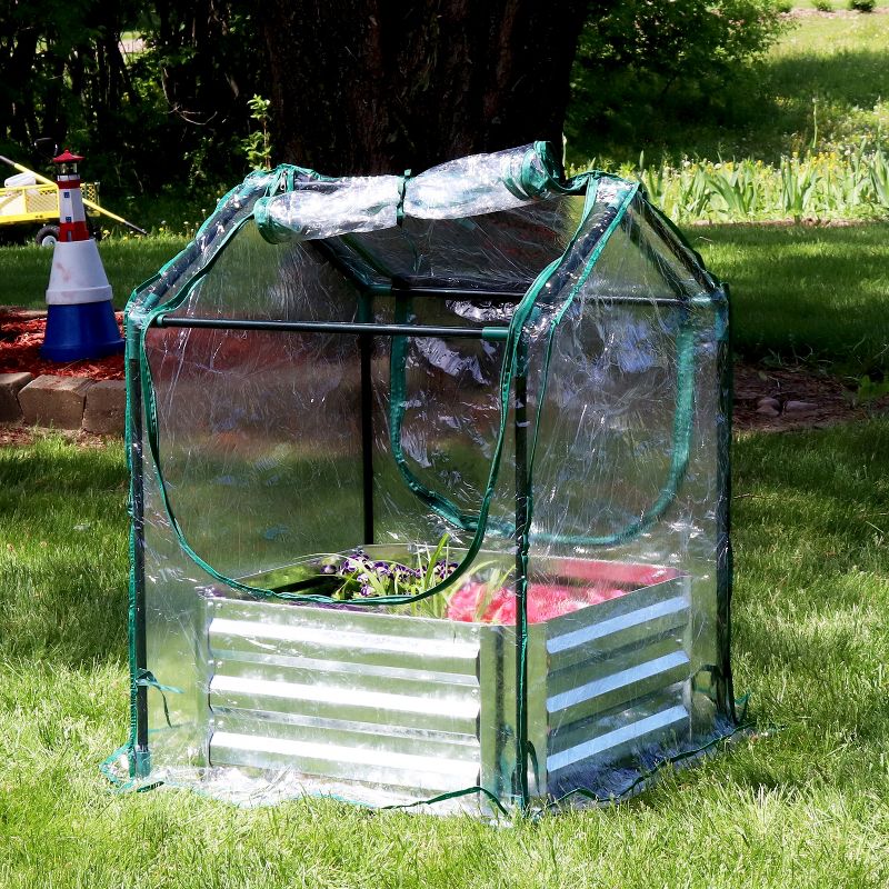 Sunnydaze Steel Raised Garden Bed with PVC Greenhouse Cover - Clear, 3 of 17