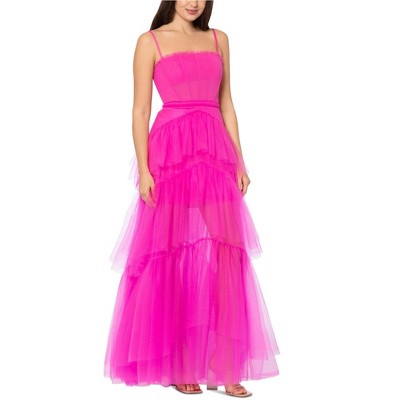 Betsy & Adam Womens Long Evening Corset Dress, Pink, 10