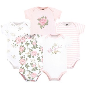 Hudson Baby Infant Girl Cotton Bodysuits, Vintage Rose - 1 of 4