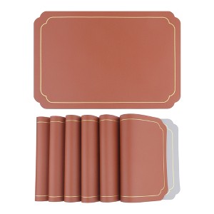 REGALWOVEN Leather Heat Resistant Washable Wipeable Dining Table Placemats 18 x 12 Inch 6 Pcs - 1 of 4