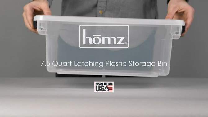 Homz 7.5 Qt Clear Storage Organizing Container Bin with Latching Lids, 2 of 8, play video