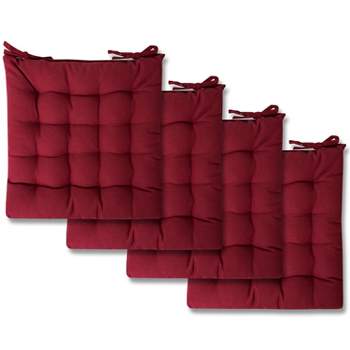 Chair Pad Cushion Tufted Cotton Cover 16" x 16" Burgundy 2 Pack by Sweet Home Collection™
