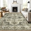 Washable Living Room Rug Vintage Rug Traditional Floral Distressed Accent Carpet Low Pile Non-Slip Floor Mat - 2 of 4