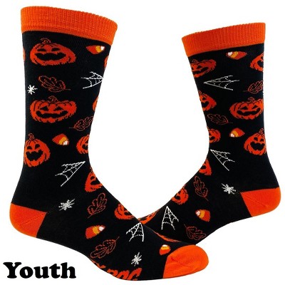 Youth Halloween Socks Funny Zombie Pumpkin Scary Footwear - Crazy Dog Socks