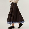 Anna-Kaci Women’s Tiered Midi Skirt with Adjustable Drawstring Waist and Layered Plaid Hem Detail for Flowing Movement and Comfort - 3 of 4