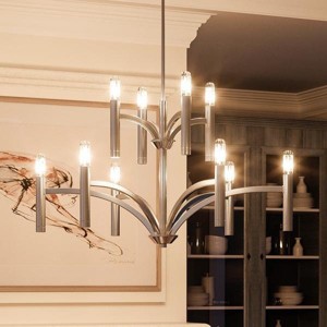 Urban Ambiance Luxury Modern Modern Chandelier,  21-3/4"H x 32"W,  Polished Nickel Finish, UHP2276 - 1 of 4