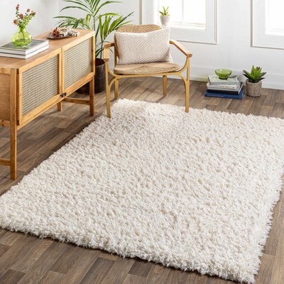 Siari Cream Plush Shag Rectangle Rug 3'11" x 5'7"