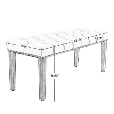 Vynxaria 45.28"L Tufted Velvet Shoe Bench Sponge-Filled Cushion, Rubber Wood Legs, 330lbs Capacity (Floor-Protective Design