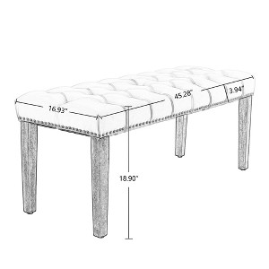 Vynxaria 45.28"L Tufted Velvet Shoe Bench Sponge-Filled Cushion, Rubber Wood Legs, 330lbs Capacity (Floor-Protective Design - 1 of 4