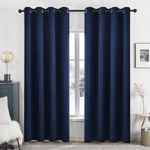 Deconovo 2 Panels Blackout Curtains with Black Backing, 8 Grommets, Thermal Drapes - 1 of 4