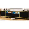 Chic Crate-Modern TV Stand for 80" TVs – 2 Shelves + LED Lights | 2 Drawers & Cabinets | Metal Legs | Living Room - 4 of 4