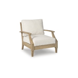 Signature Design by Ashley Carter Hall Outdoor Lounge Chair with Cushion, Weather-Resistant Eucalyptus Wood with Nuvella® Fabric, Beige - 1 of 4