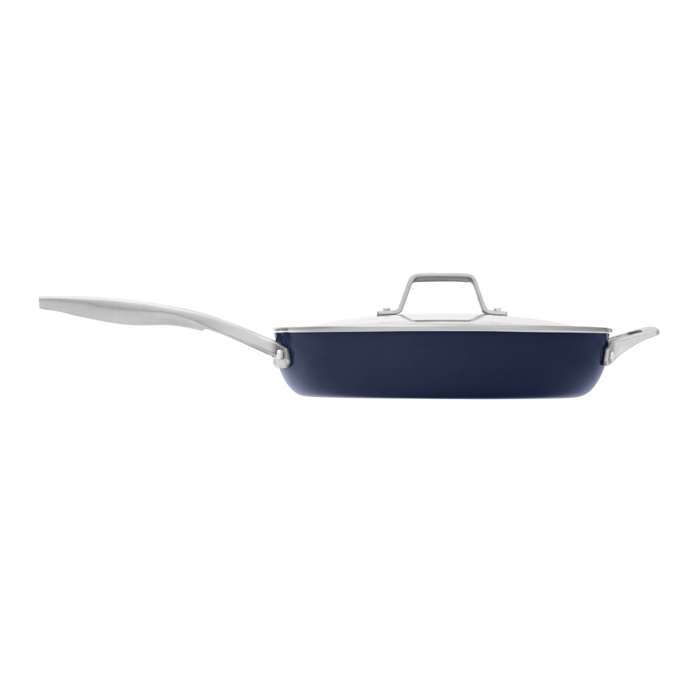 Calphalon 12" Premier Ceramic Frying Pan with Cover Midnight: Nonstick, Anodized Aluminum, Oven & Dishwasher Safe