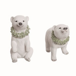Transpac Resin Polar Bear w/Wreath Figurine Set of 2 Christmas Home Decorations - 1 of 1