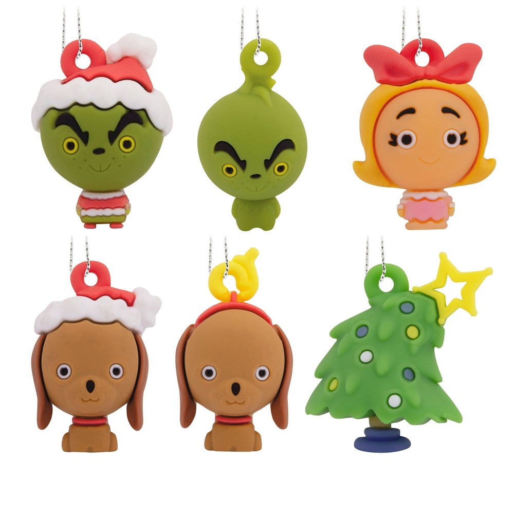 Hallmark 6pc Dr. Seuss The Grinch Mini Christmas Tree Ornament Set: Indoor Decoration, Multicolored