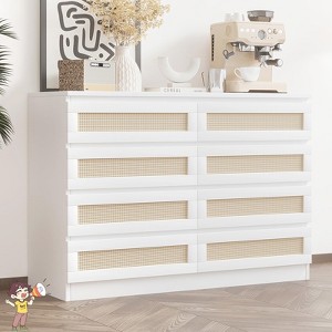 Jojoka 8 Drawer Dresser with Rattan Front, Modern Farmhouse Accent Chest, TV Stand for Home - 1 of 4
