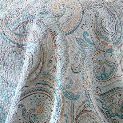 Regal Paisley Red and Tan Reversible Cotton King Quilt Set