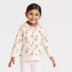 Toddler Girls' Minnie Mouse Zip-Up Sweatshirt - Beige