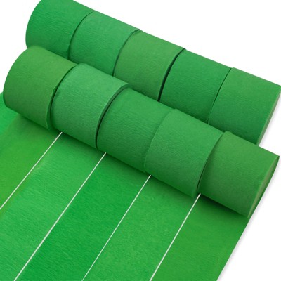 PartyWoo Crepe Paper Streamers Kelly Green 10 Rolls 820 ft 1.8 Inch x 82 Ft Roll