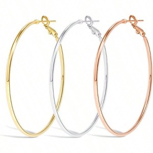 Big Gold Hoop Earrings for Women, Dainty Rose Gold Silver Hoop with 925 Sterling Post - 1 of 4