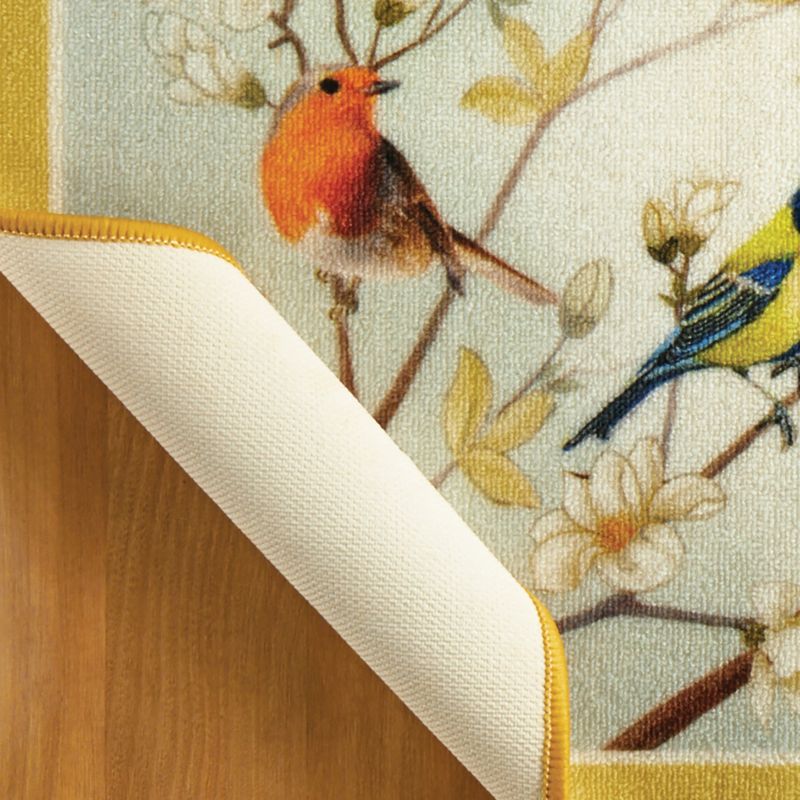 Collections Etc Songbirds on Magnolia Branches Printed Accent Rug with Yellow Border 2X4 FT, 3 of 4