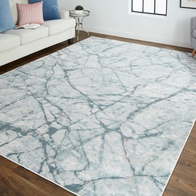 Gray Abstract Stain-Resistant Rectangular Area Rug