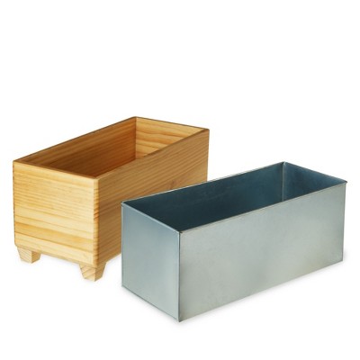 Natural Pine and Galvanized Metal Beverage Tub