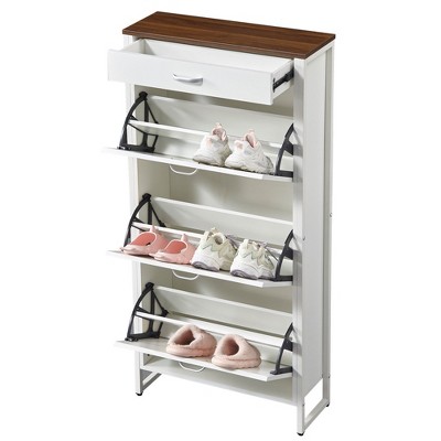 NicBex Shoe Rack Bench Shoe Storage Organizer Slim Shoe Cabinet Narrow Wall Hidden Shoe Cabinet for Entryway