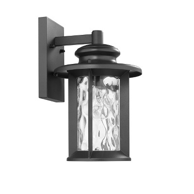 Owen Transitional Textured Black Steel Outdoor Sconce 12" Tall