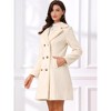 Allegra K Women's Winter Faux Fur Collar Double Breasted Long Warm Coats - 4 of 4
