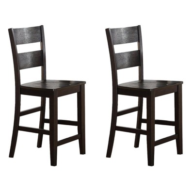 24" Bar Stool with Solid Wood Seats (Set of Two) in Brown - Wallace & Bay