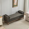 66" Traditional Upholstered Ottoman Bench with Bolster Pillows and Padded Seat for Bedroom or Entryway -3irtyhousy - 2 of 4