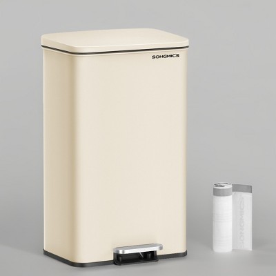 Kitchen Trash Can, 10.5 Gallon (40 L) Garbage Can, Large Step Trash Bin with Lid, Stainless Steel, Soft Close, 15 Trash Bags Included