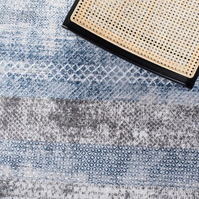 Amelia Navy and Grey Hand-Knotted Geometric Rug 3'x5'