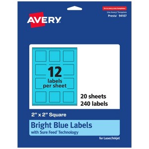 Avery Bright Blue Paper Labels, 2" x 2" Square - 1 of 4