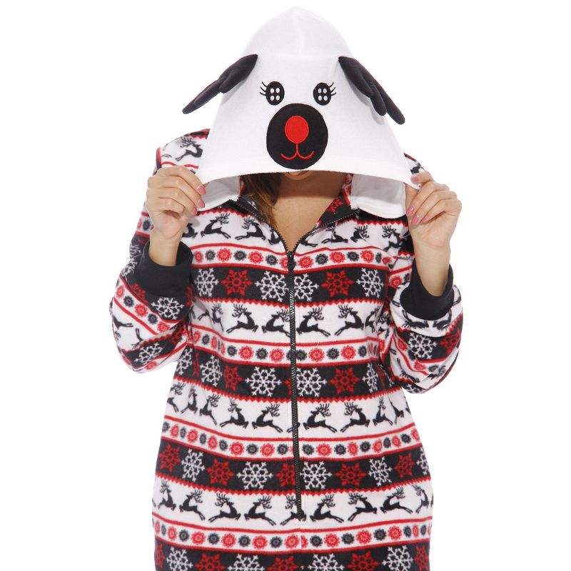 Just Love Womens One Piece Winter & Christmas Character Adult Onesie Hooded Pajamas, 2 of 5