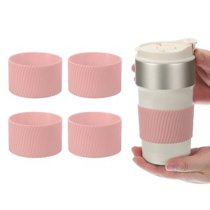 Unique Bargains Silicone Protective Heat Resistant Non Slip Coffee Cup Sleeve 4 Pcs - 1 of 4