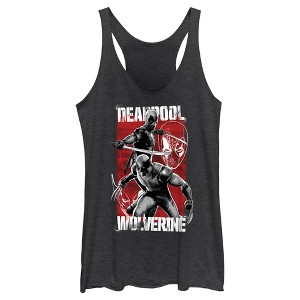 Women's Marvel: Deadpool & Wolverine Team Distressed Racerback Tank Top - 1 of 4