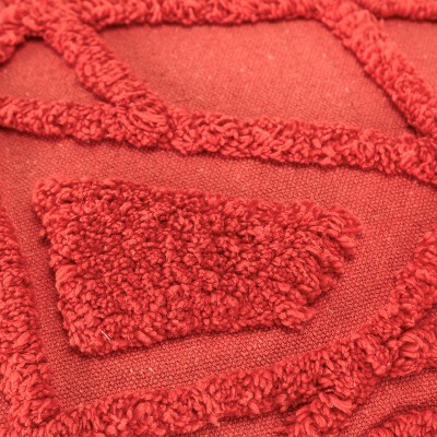 Coral Geometric Tufted Cotton-Polyester Throw Pillow Cover