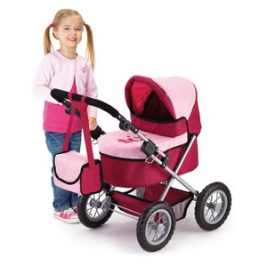 Bayer Design Dolls: Trendy Pram Stroller For Toy Baby Dolls - Red/Pink - 1 of 4