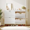 Narrow Shoe Cabinet Storage for Entryway, Modern Fluted Shoe Rack Organizer with 2 Flip Drawers and an Open Shelf for Hallway, Living Room - 3 of 4