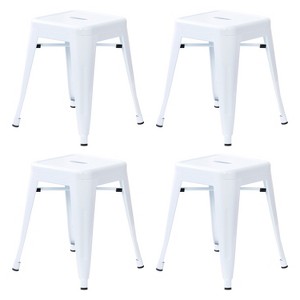 Flash Furniture 18" Table Height Stool, Stackable Backless Metal Indoor Dining Stool, Commercial Grade Restaurant Stool - Set of 4 - 1 of 4