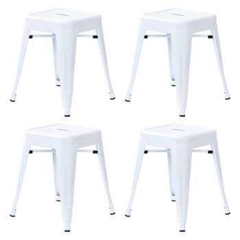 Flash Furniture 18" Table Height Stool, Stackable Backless Metal Indoor Dining Stool, Commercial Grade Restaurant Stool - Set of 4