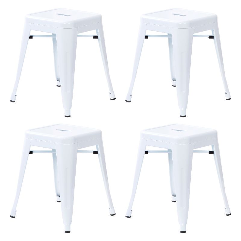 Flash Furniture 18" Table Height Stool, Stackable Backless Metal Indoor Dining Stool, Commercial Grade Restaurant Stool - Set of 4, 1 of 12