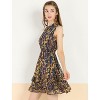 Allegra K Women's Regular Fit Floral A-line Smocked Waist Tiered Ruffled Chiffon Mini Dress - 2 of 4